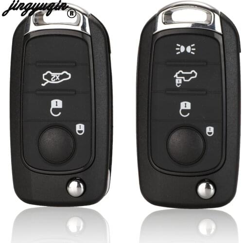 Jingyuqin 3/4 Button Folding Remote Car Key Fob Shell Case For Fiat Egea Tipo 500X With Flip Uncut Blade SIP22