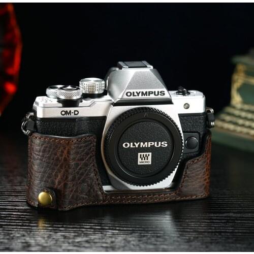 Handmade Genuine Leather EM10 IV Camera Bag Half Camera Case Cover For Olympus OMD EM10 IV EM10 Mark IV