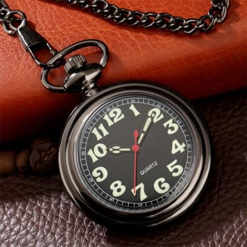 Luminous Arabic Numerals Vintage Quartz Pocket Watch Fob Pocket Chain Cool Pendant Jewelry Clock Gifts Men Women Kids
