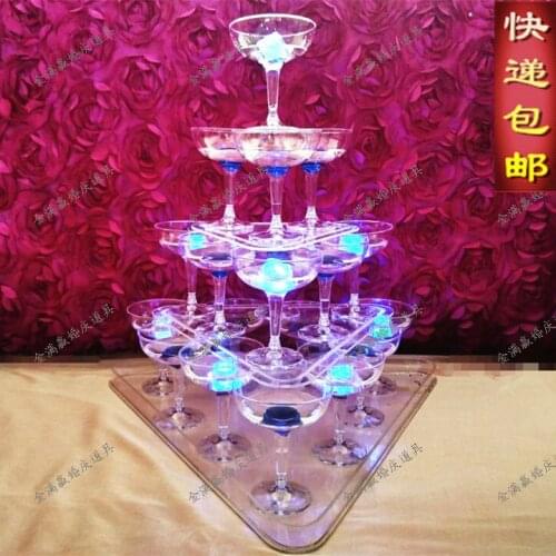 3 tier Wedding champagne tower wedding Supply props aryclic red 3 layers Acrylic Goblet wine tower champagne tower