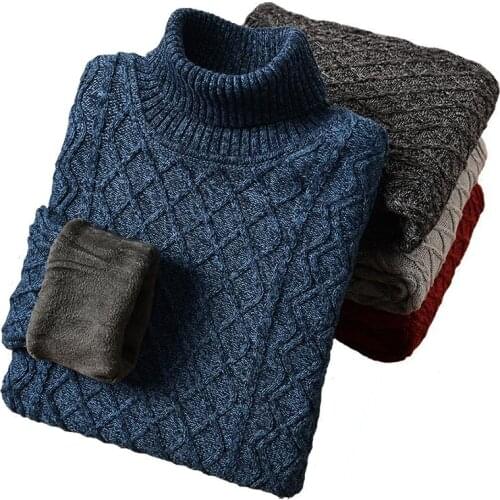 Knitwear Warm Winter Men Turtleneck Pullover Wool Liner Thick Snow High Neck Mens Sweater Pullovers 2019 Plus Size 5XL 6XL 7XL