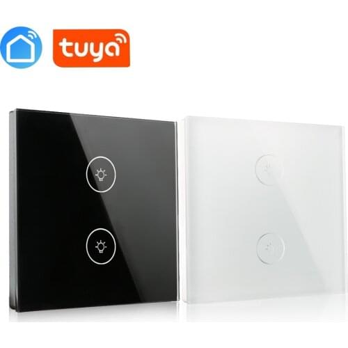 2 Gang 1Way EU Standard Sensor Switch Glass Panel LED Light Intelligent Sensor Touch Wall Switch tuya app