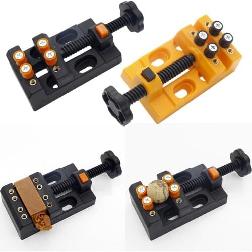 Universal Mini Drill Press Walnut Vice Clamp Table Bench Vice DIY Sculpture Hobby Craft Carving Tool Orange Black