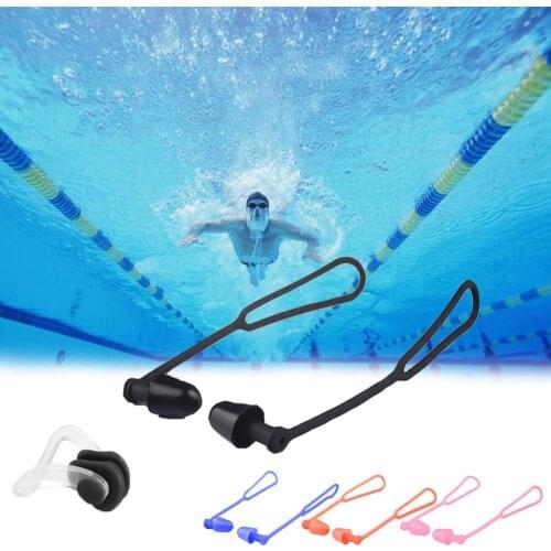 Swimming Earplugs Waterproof Nose Clip Prevent Water Noise Reduction Protection Ear Plug Soft Silicone Swim Dive Supplies