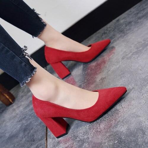 2019 autumn Female sandals pointed lady sexy high heels black with thick with wild single women shoes