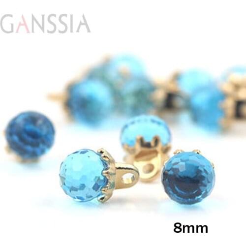 10pcs/lot Size:8mm Light Blue Crytal Buttons Imitation Shirt Buttons Sewing for Decoration Dress Skirt(SS-98-5)