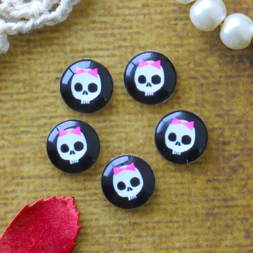 12mm 25mm 14mm 16mm 18mm 20mm Photo Glass Cabochons Round Cameo Set Handmade Settings Skull