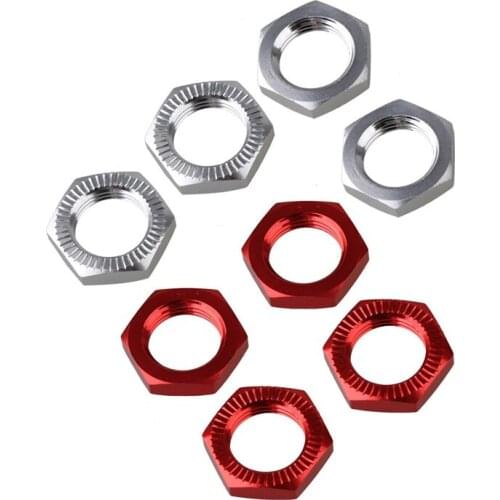 2Pc 17mm Upgrade Wheel Hex Hub Nut Cover N10177 for RC1:8 Model Car,Red & Silver