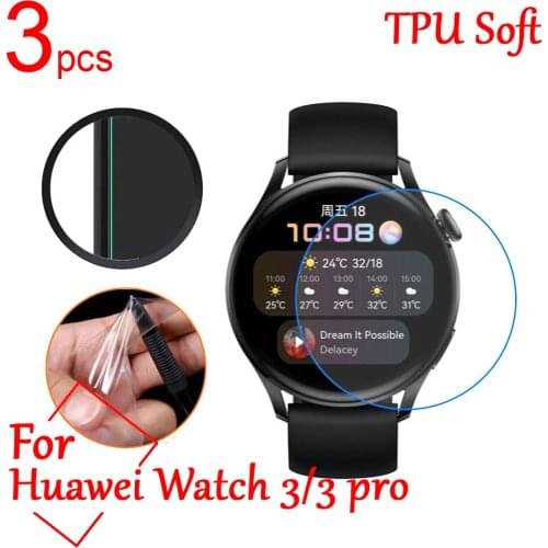 3pcs/lot Ultra Clear Soft LCD Full Cover Screen Protectors For Huawei Watch 3 3 pro GPS Band Sports Smart Watch Film