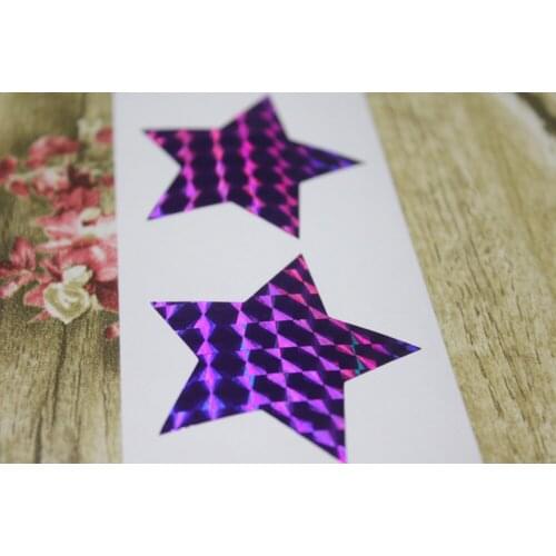 5cm Purple Hologram Star Stickers - Great for envelope sealing