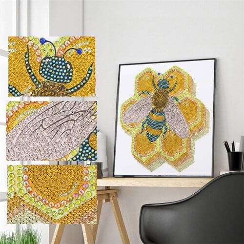 5D DIY Diamond Painting Flower Bee Picture Of Rhinestones Special Shaped Diamond Embroidery Cross Stitch Animal Home Decoration