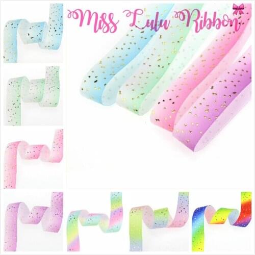 7/8" 22mm Wedding Drcoration Materials Gilding Stars/Hearts Printed Foil Grosgrain Ribbon Christmas Handmade Gift Ribbon 50Yards