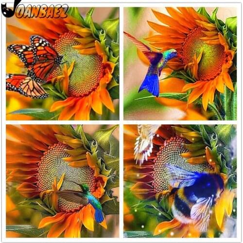 5D Sunflower Diamond Painting Hummingbird Mosaic Kit Cross Stitch Embroidery Hand-Inlaid Wall Decoration