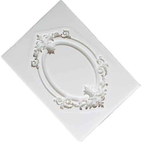 Concrete Resin Molds Baroque Style Lace Photo Frame Silicone Polymer Fondant Cake Decoration Plaster Mold