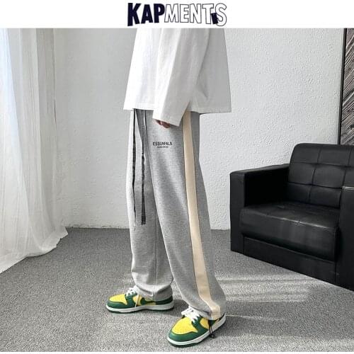 KAPMENTS Men Patchwork Harajuku Wide Leg Harem Pants 2021 Mens Vintage Japanese Streetwear Sweatpants Male Causal Joggers Pants