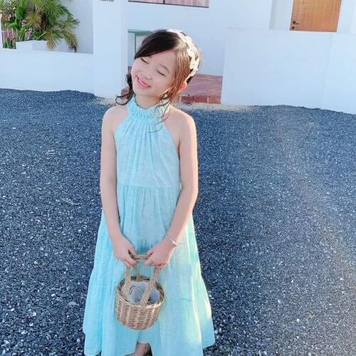 Kids dress cotton baby girls clothes 2021 summer autumn Floral Print Off Shoulder Halter Tether Beach Cake Dress