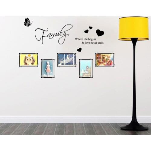 DIY Wall Sticker English Photo Frame Vinyl Wall Decals Removable Stickers Mural for Living Room Bedroom Home Decor