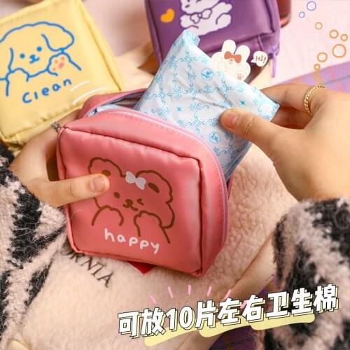 Sanitary Napkin Waterproof Polyester Cloth Storage Bag Sanitary Pad Pouches Makeup Lipstick Data Cables Portable Bags Organizer