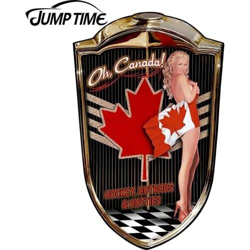 JumpTime 13cm x 8.3cm Pin Up Girls Grill Sign Canadian Babe Vinyl Decal Car Stickers Waterproof Car Styling Accessories