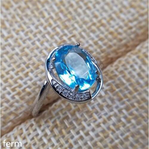 KJJEAXCMY fine jewelry 2 carat natural blue topaz stone lady ring 925 pure silver inlaid movable curve