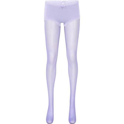 Womens Lingerie See-through Sheer Stockings Elastic Waistband Glossy Lace Trim Tights Leggings Erotic Sexy Pantyhose Underwear