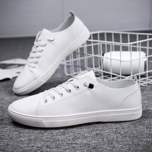 New Arrival Men Fashion Casual Loafers Leather Low Top Breathable White Shoes Male Trend Simple Sneakers