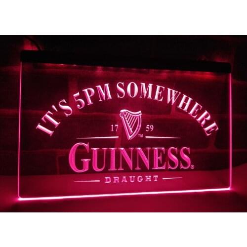 LA091- Guinness Its 5 pm Somewhere Bar LED Neon Light Sign home decor crafts