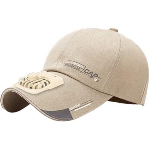 Summer USB Charging Fan Baseball Cap Letters Print 2 Speed Adjustable Peaked Hat Y1AC