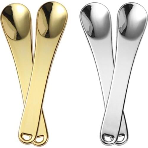 4 Pack Metal Makeup Spatula, Mini Spoon, Beauty Scoop for Facial Cream Cosmetic, Face Mask Spatulas Spoon for Mixing &Sampling