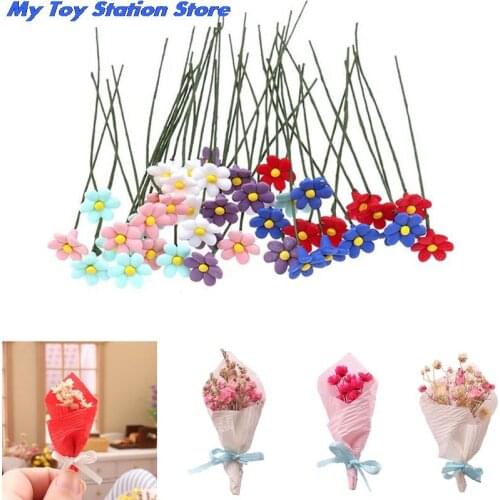 6Pcs 1/12 Scale Dollhouse Miniature Flower for Living Room Plant Room Garden Accessories