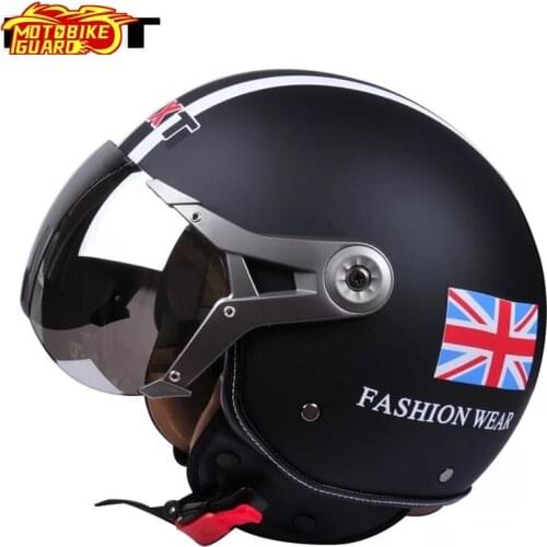 Motorcycle 3/4 helmets PU Leather Capacete Vintage Helmet Casco Motorbike Cruiser Touring Chopper Scooter Riding RETRO Helmets
