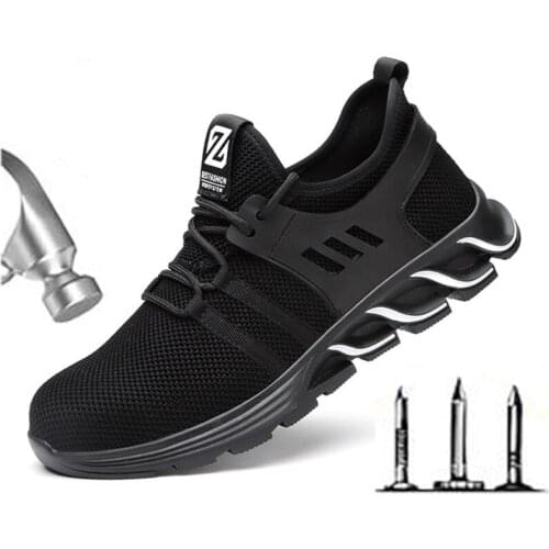 Men and Women Steel Toe Safety Shoes Anti Smashing Breathable Mesh Air Cushion Work Boots Indestructible Shoes H516