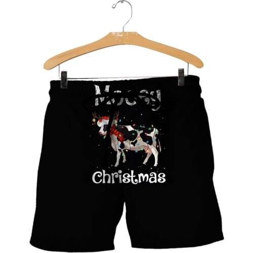 2021 Summer Men Funny Shorts 3d Printed Black Christmas Cute Pattern Shorts Elastic Waist Elastic Waist New Style Drop shipping