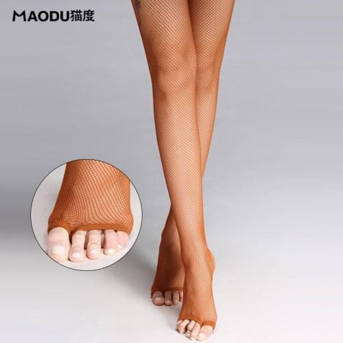 New adult cat degrees Latin fishnet stockings fine grid even pants peep-toe dance adult female fitting mesh stockings