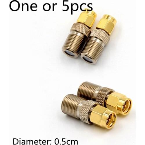 One Or 5pcs F Type Female Jack To SMA Male Plug Straight RF Coaxial Adapter F Connector To SMA Convertor Gold Tone