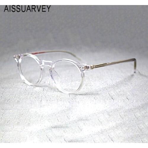 Acetate Transparent Glasses Frames for Women Men Handmade Optical Round Eyeglasses Frame Vintage Prescription Clear Designer
