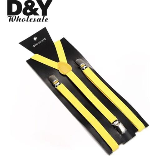 Men Women Suspenders For Trousers Pants Holder Clip-on Elastic Braces Slim Y-back gallus Fashion Candy Yellow 2020 New Gift Top