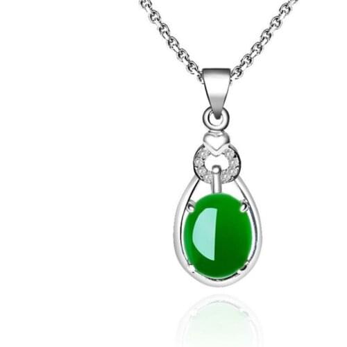 Everoyal Luxury Crystal Green Stone Pendant Necklace For Women Accessories Charm Lady 925 Sterling Silver Necklace Girls Jewelry