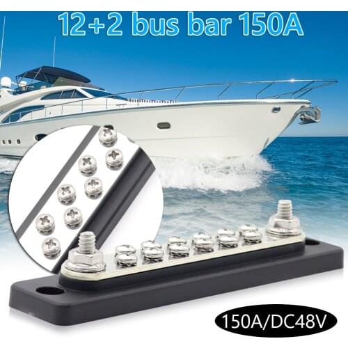 48V 100 150 Amp Busbar Buss Bar with Clear Transparent Cover Power Distribution Terminal For Automotive Truck Vehicle