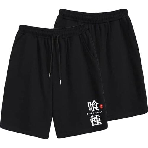 Anime Tokyo Ghoul Black Short Pants Kaneki ken Cosplay Summer Sweatpants Sportswear Breeches Shorts Men Women Beach Shorts