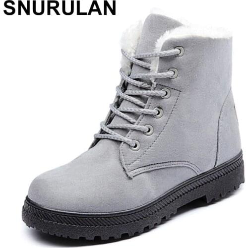 SNURULAN womens winter boots; womens winter shoes; Botas Mujer; Winter ankle boots; womens warm fur plush boots on a platform
