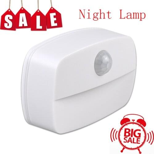 LED Motion Sensor Night Light Battery Powered Bedroom Wall Lamp Intelligent Body Light PIR Infrared Motion Sensor Cabinet Lamp