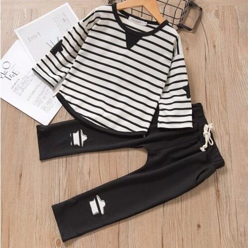 Spring Autumn Baby Boys Clothes Childrens Suit Pants Striped Star Top+Trousers Two-Piece Set Korean Cotton Comfort Boy Clothes