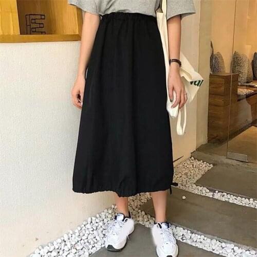 Black Yellow Purple Autumn Long Skirts 2020 Women Summer Elegant High Waist Cotton Linen Lantern Skirts Plus Size 6XL 7XL