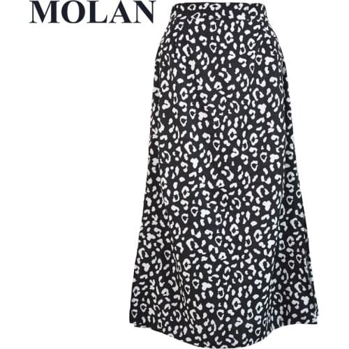 Chiffon Woman Skirt 2021 High Waist Leopard Print Split Fashio Sexy Streetwear Vintage Female Stright Good Quality Skirt 042604