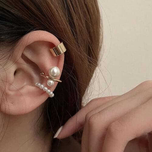 Woman Earring New NO Piercing Crystal Rhinestone Pearl Ear Clip Accessories Women Wrap Stud Cuff Earrings Womens Jewelry