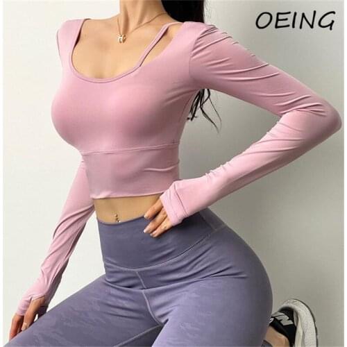Women Seamless Long Sleeve Yoga Gym Crop Top Womens Clothes Tight Fitted Tops