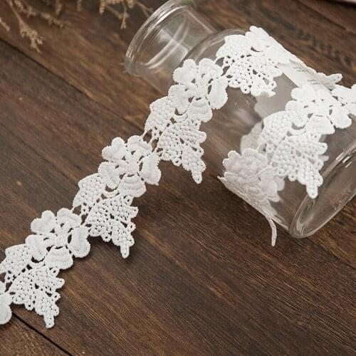 3 yards 40mm wide Water-soluble Hollow Embroidery Flower Lace Ribbon for Diy Craft Curtain Clothing Sewing Accessories Trim