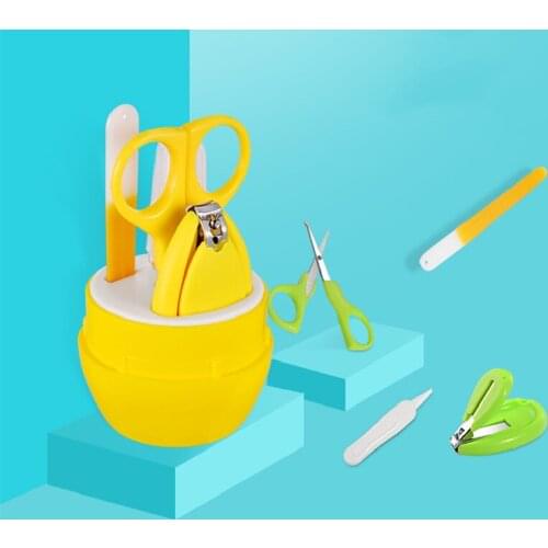 4pcs Baby Nail Care Set Baby Healthcare Kits Infant Finger Trimmer Scissors Nail Clippers Cartoon Animal Storage Box for Travel