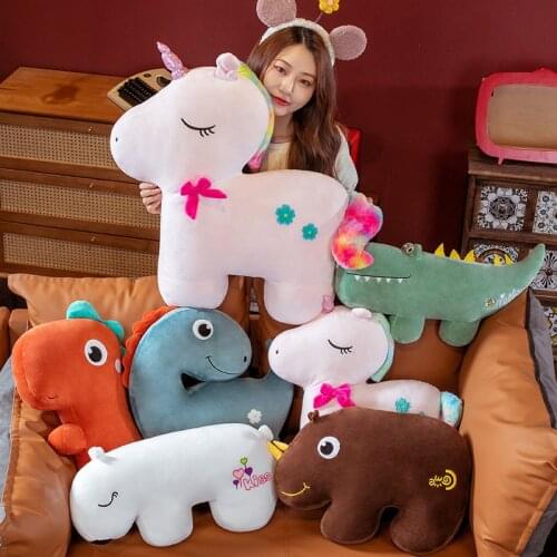 50/70 cm Cartoon Animal Unicorn Dinosaur Crocodile Rhino Polar Bear Plush Toys Soft Stuffed Doll Sleeping Pillow Kids Gift